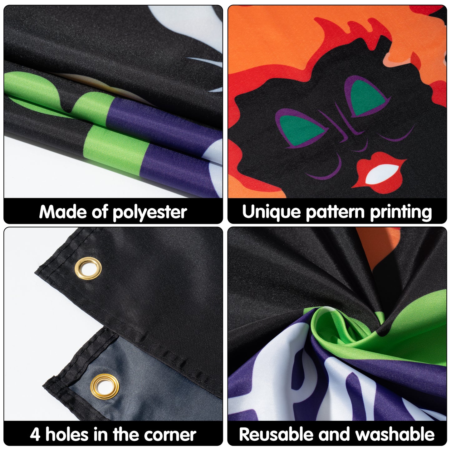 Halloween Witch Sisters Backdrop Banner Halloween Party Background Extra Large Backdrops Hocus Pocus Sisters Cat Cauldron Night Supplies for Indoor Outdoor Photo Booth Props